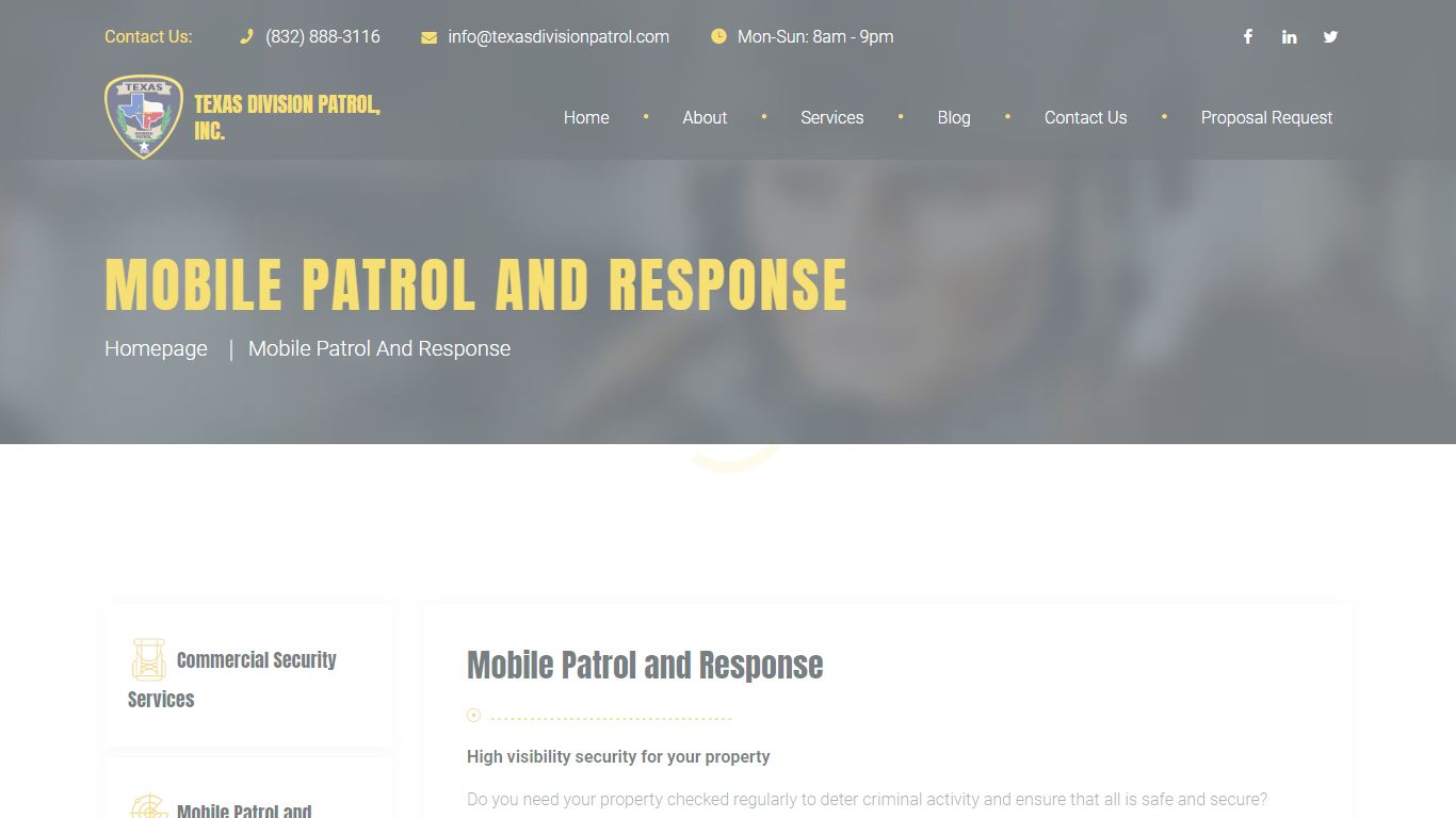 Mobile Patrol and Response - Texas Division Patrol